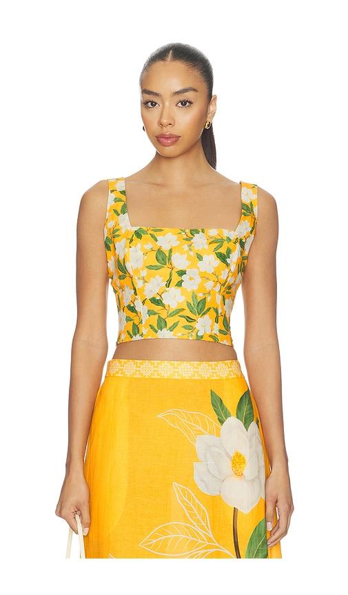 verandah square neck sleeveless blouse in yellow.
