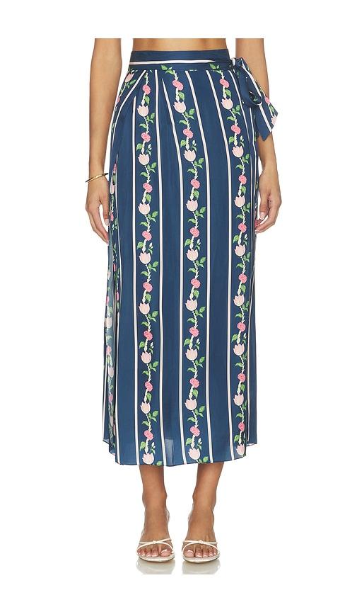 verandah toran silk luxe skirt in blue.