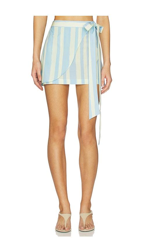 verandah wrap mini skirt in blue,cream.