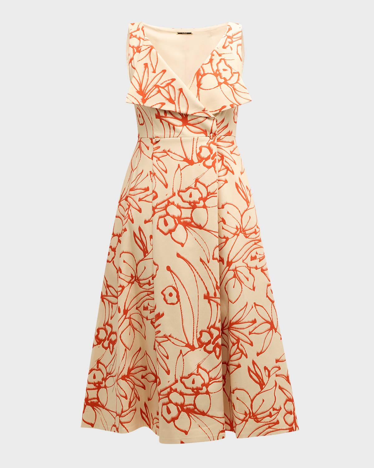 vermeer sleeveless faux-wrap midi dress