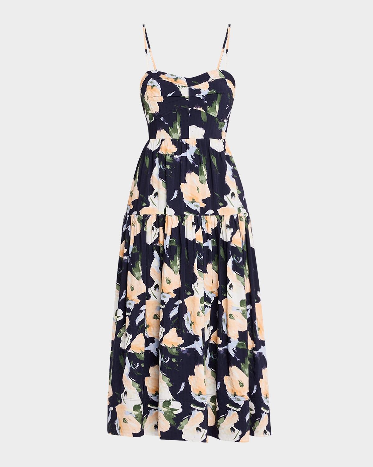 verona floral sleeveless midi dress