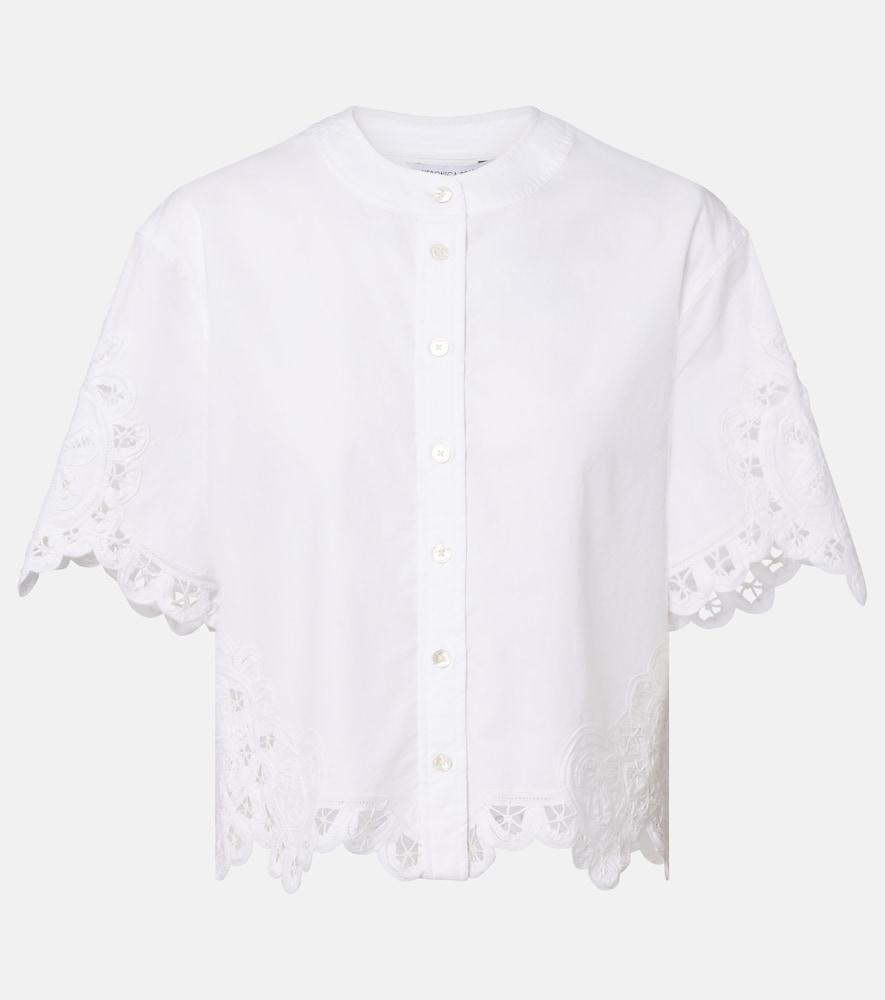 veronica beard aleck embroidered cotton shirt