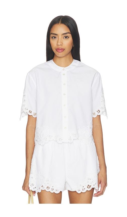 veronica beard aleck shirt in white.
