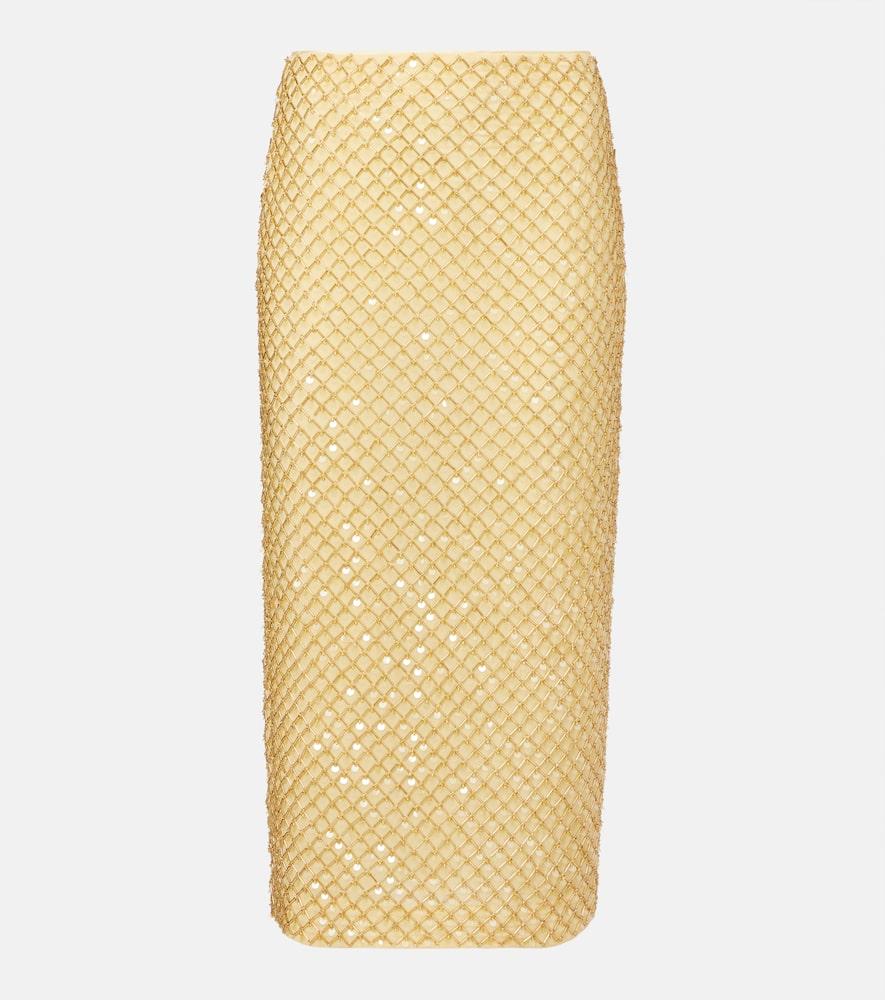 veronica beard allora beaded midi skirt