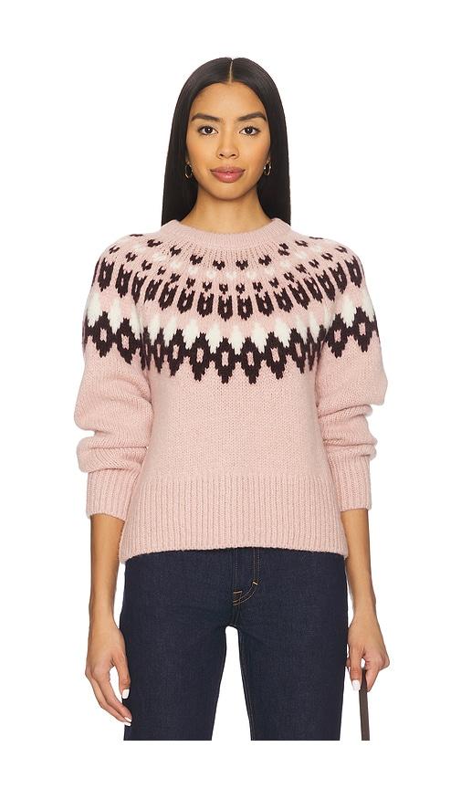 veronica beard anne fairisle pullover in pink.