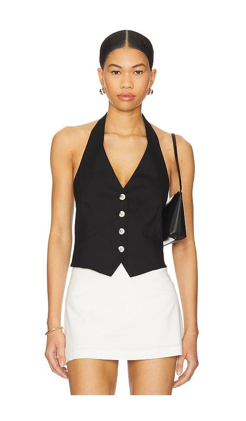 veronica beard arabella vest in black.