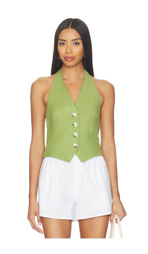 veronica beard arabella vest top in green.