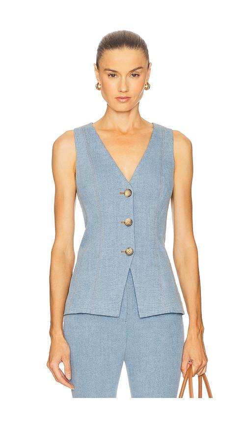veronica beard avalina vest in baby blue.
