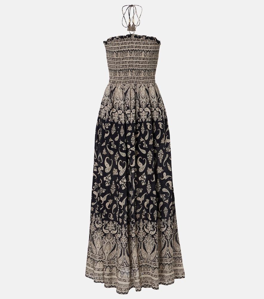 veronica beard ayanna paisley shirred maxi dress