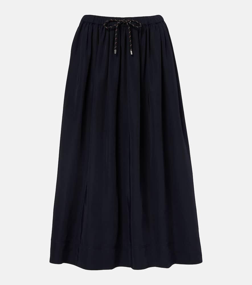 veronica beard bates gathered taffeta midi skirt