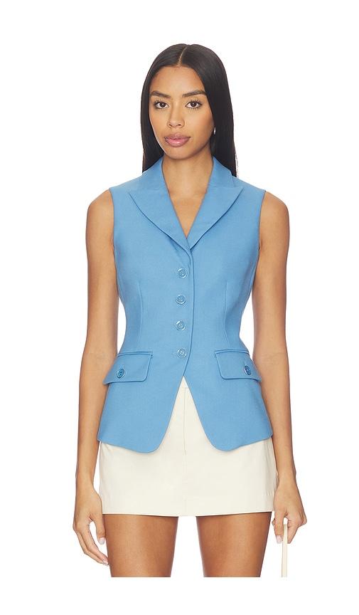 veronica beard benny vest in blue.