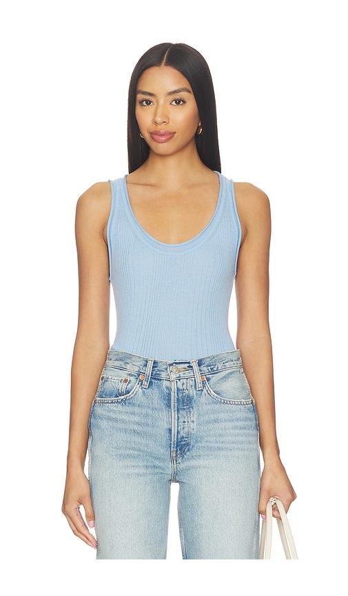 veronica beard birke knit tank top in baby blue.