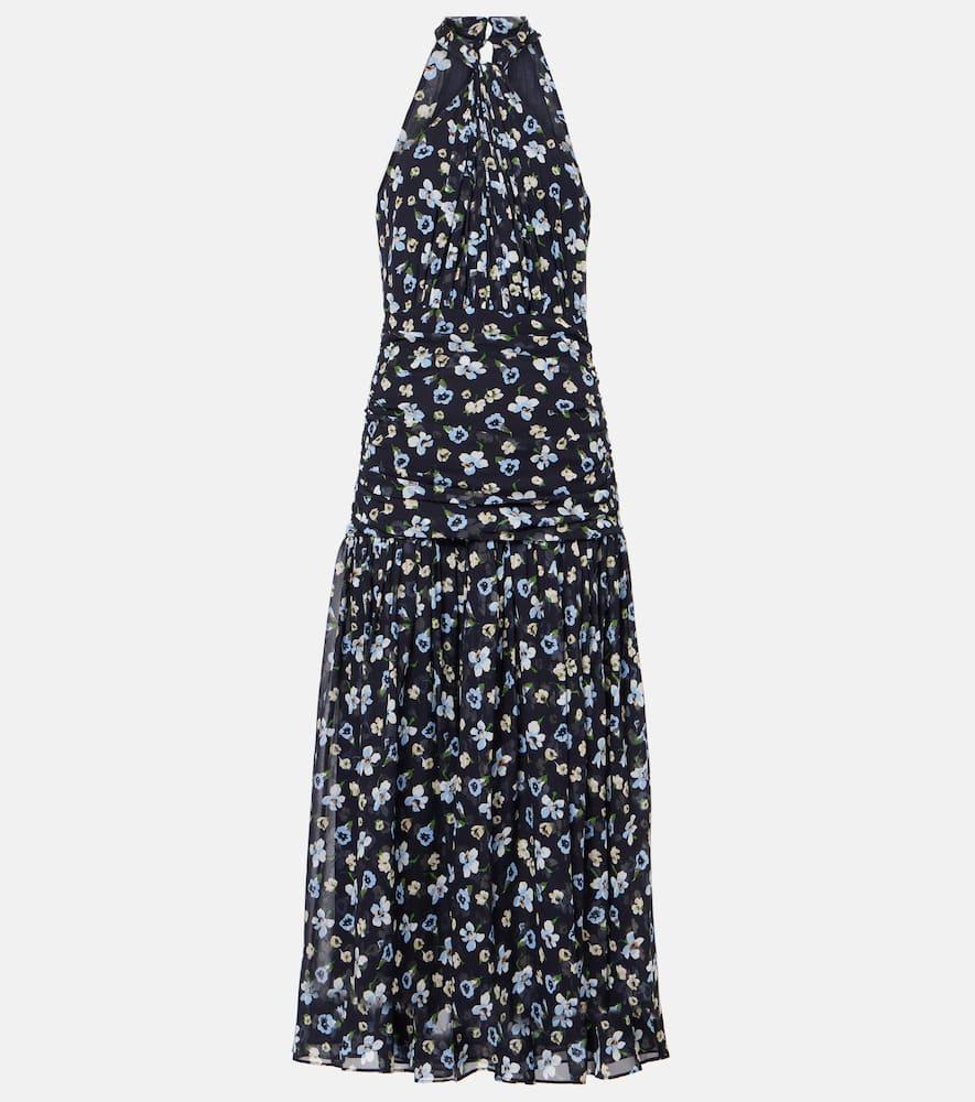 veronica beard brock halterneck silk midi dress