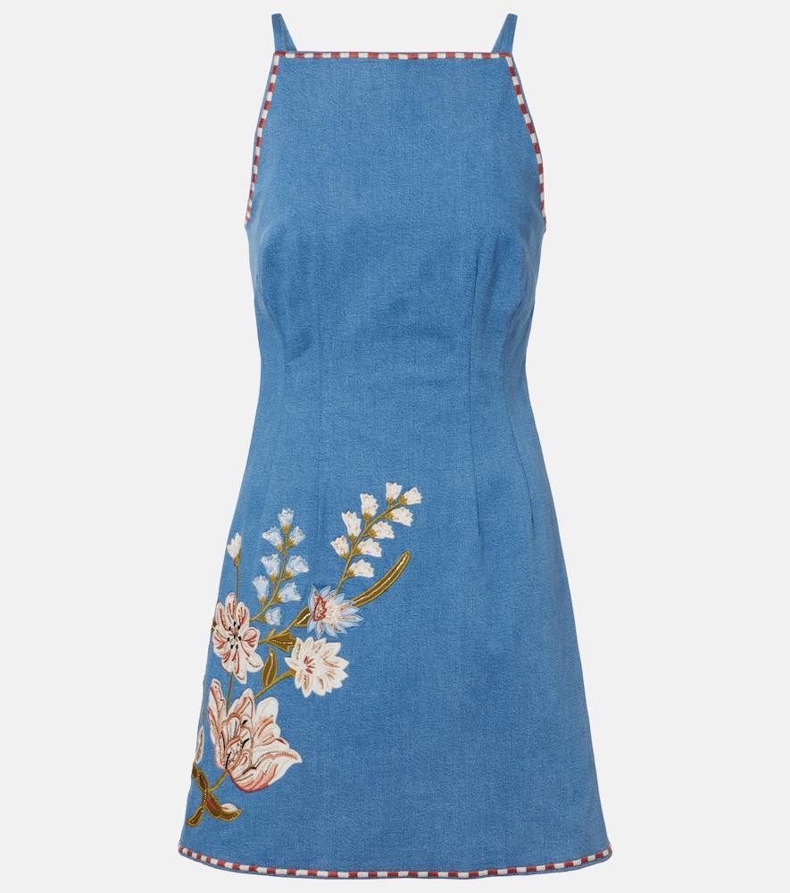 veronica beard chester floral denim minidress