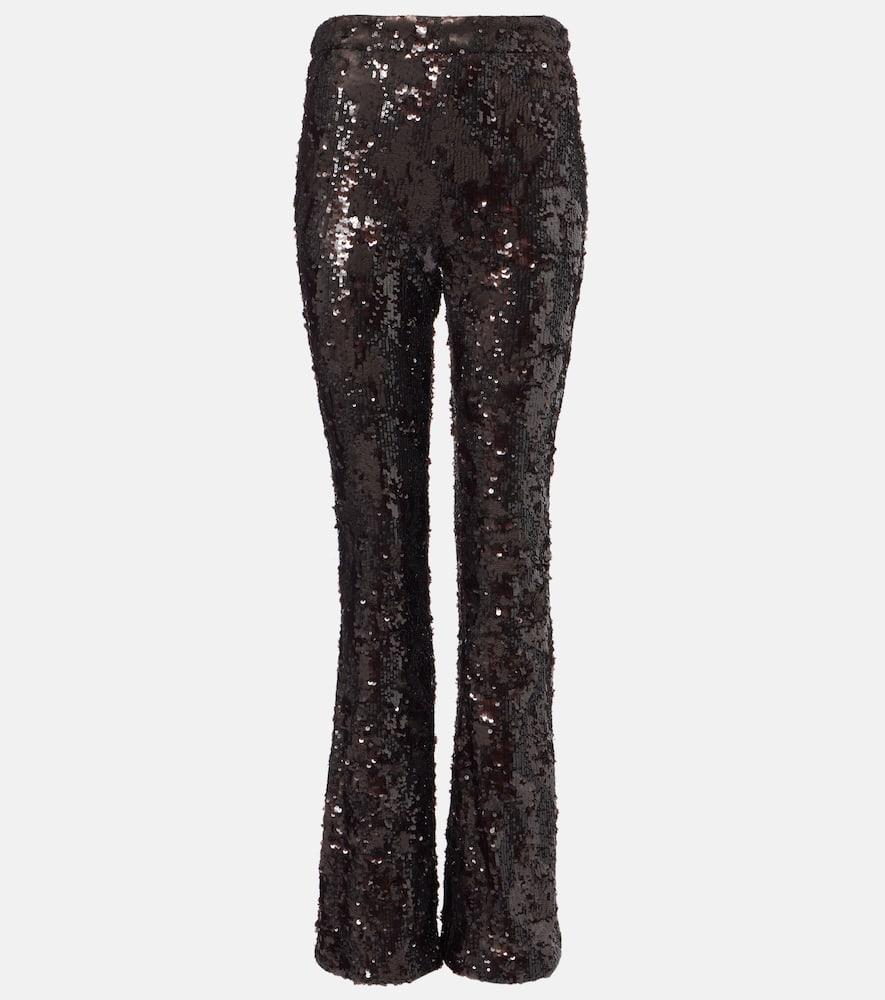 veronica beard collier sequined flared pants