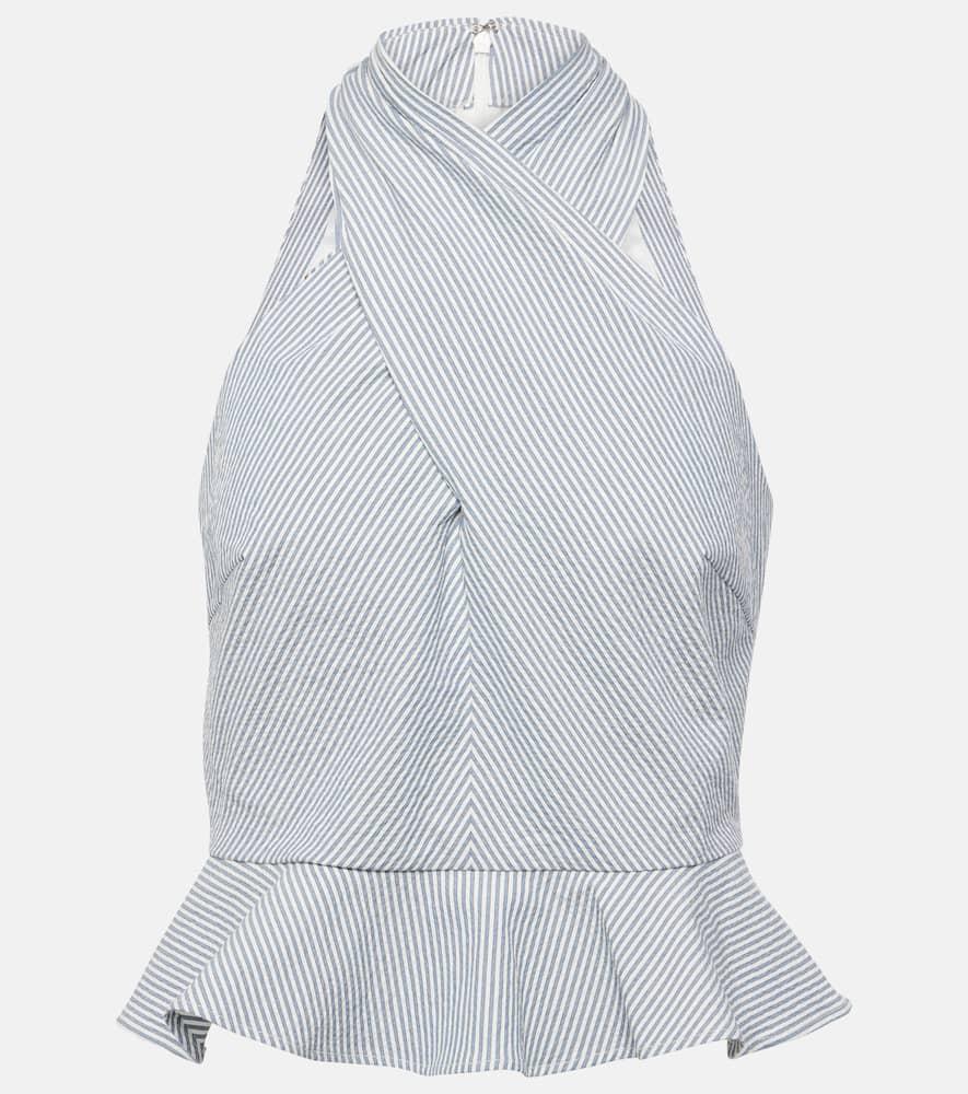 veronica beard drey striped halterneck cotton top