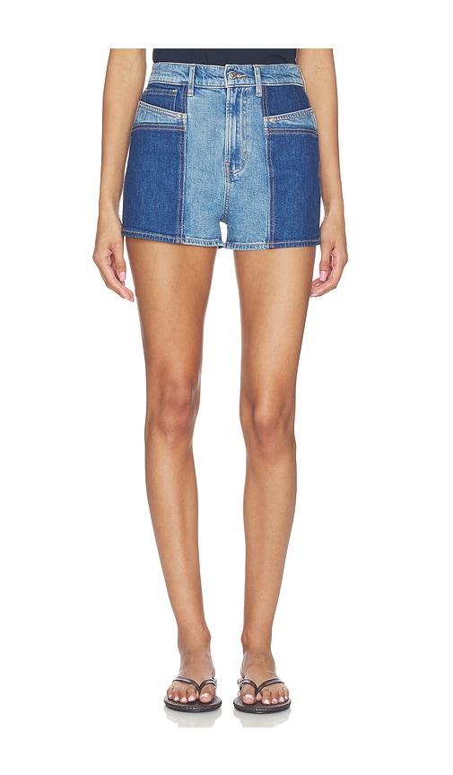 veronica beard elijah colorblocked short in blue.