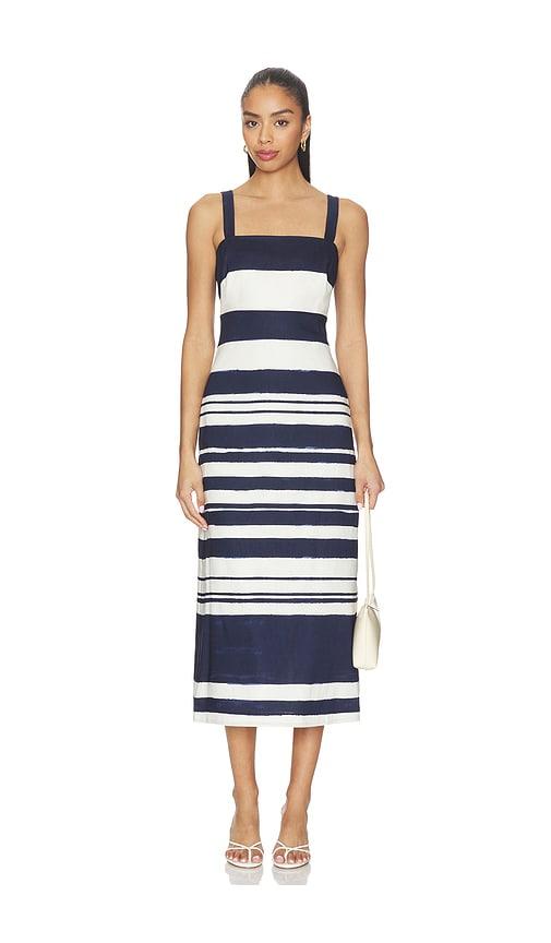 veronica beard ella dress in navy,white.