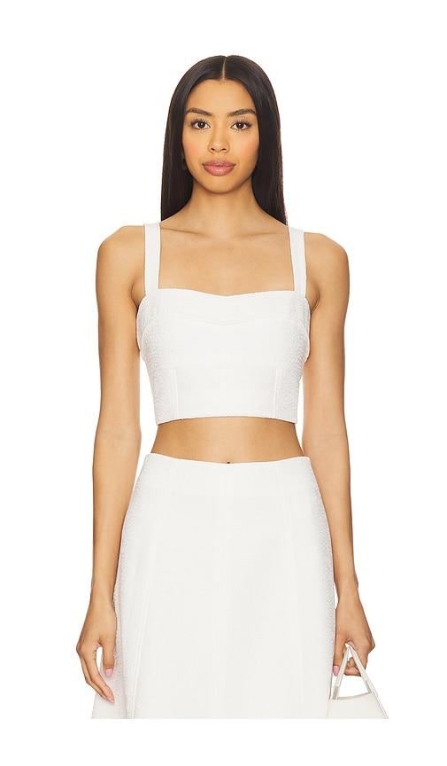 veronica beard faxon top in white.