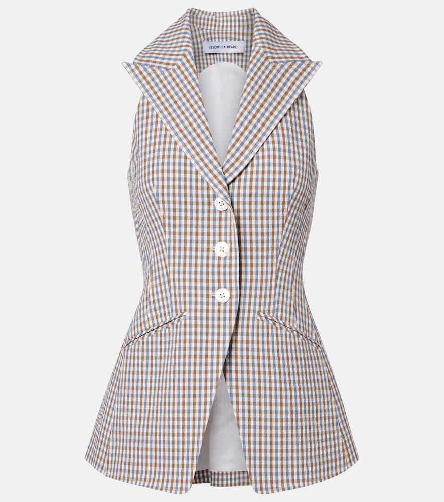 veronica beard gingham cotton seersucker vest