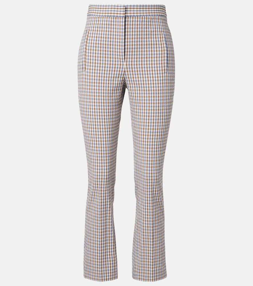 veronica beard gingham seersucker cropped slim pants