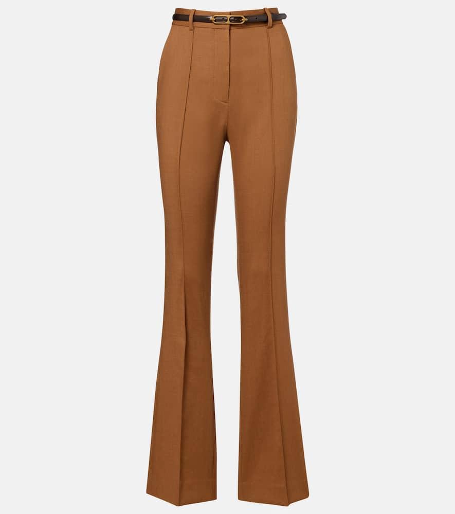 veronica beard gracie belted wool flared pants