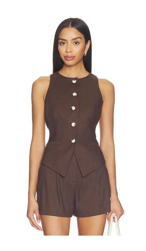 veronica beard hartwell vest in brown.