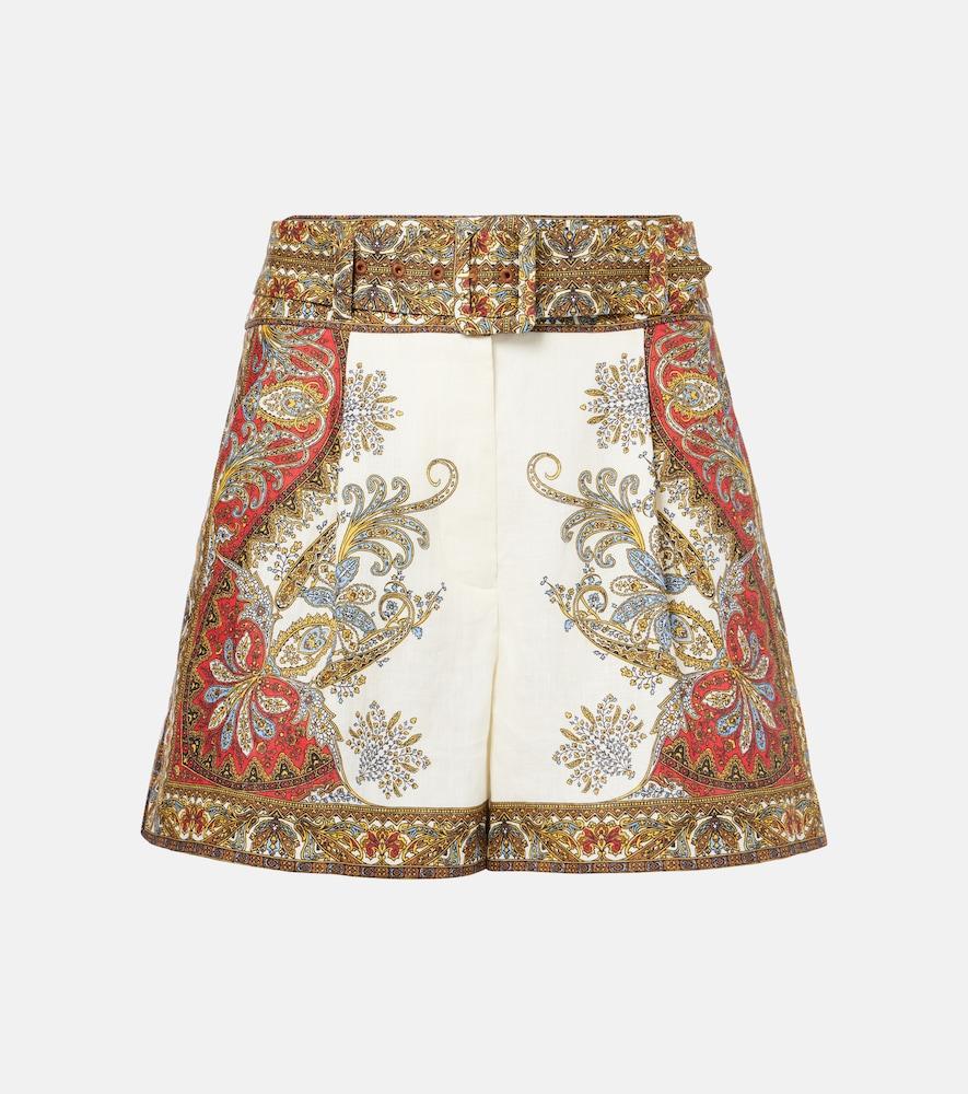 veronica beard hobbes floral linen shorts