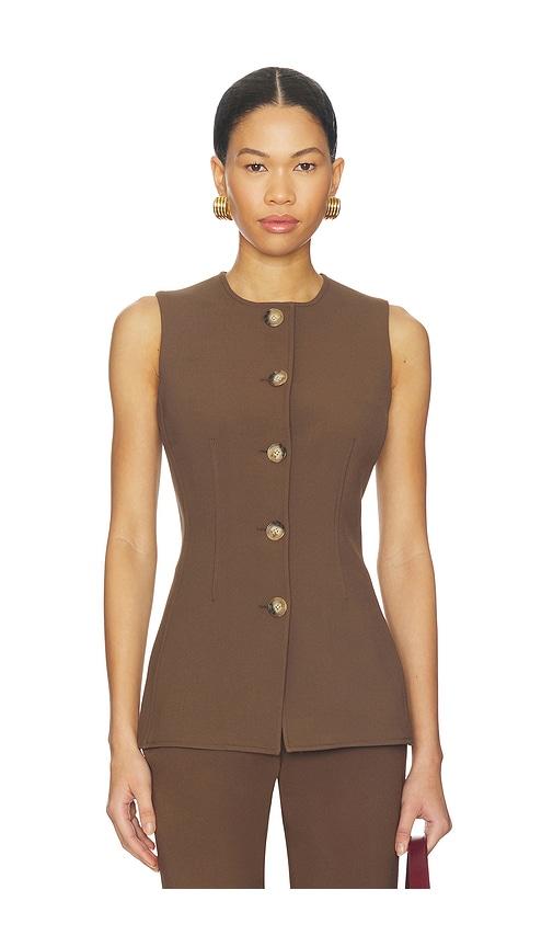 veronica beard jessup vest in brown.
