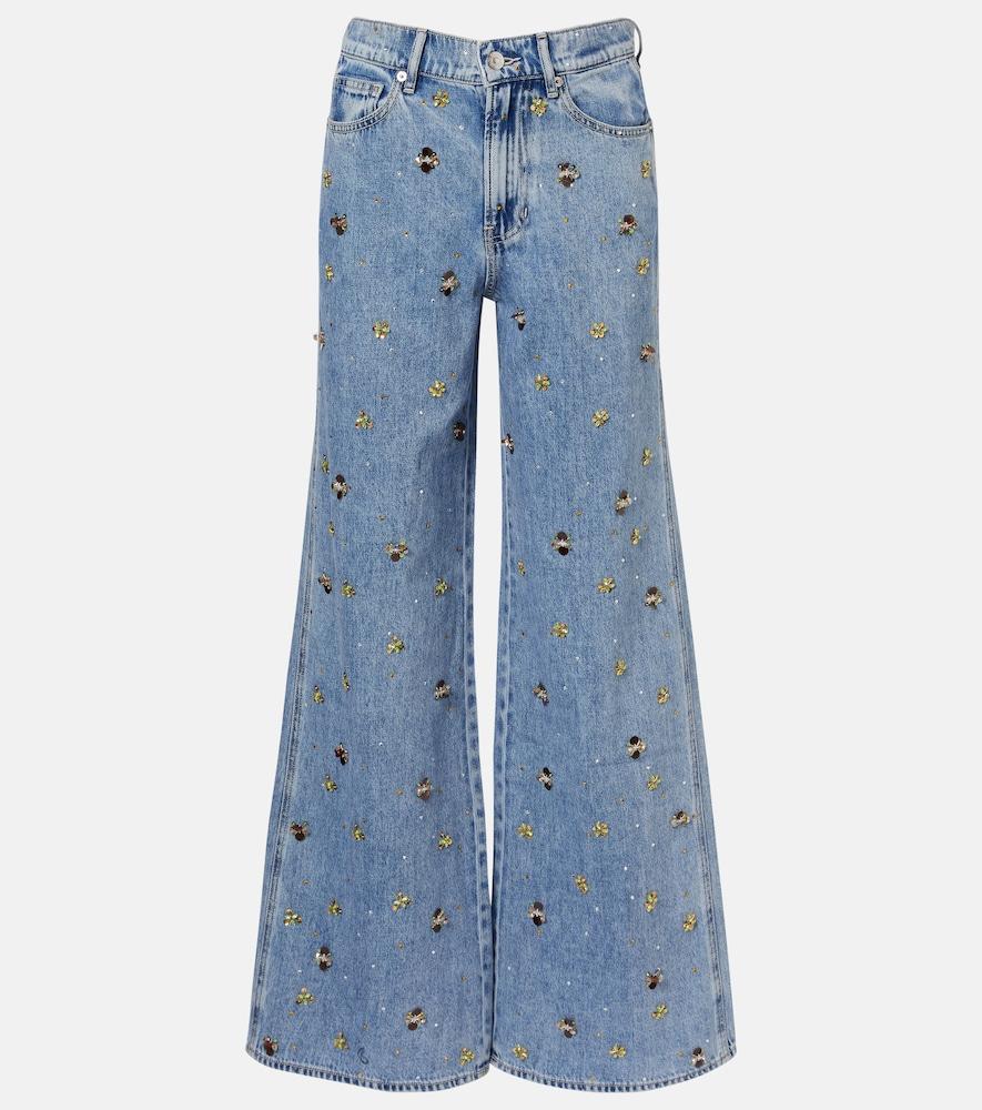 veronica beard kasey embellished flared jeans