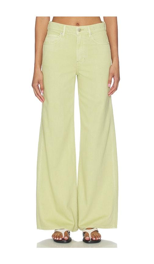 veronica beard kasey wide leg jeans in green.