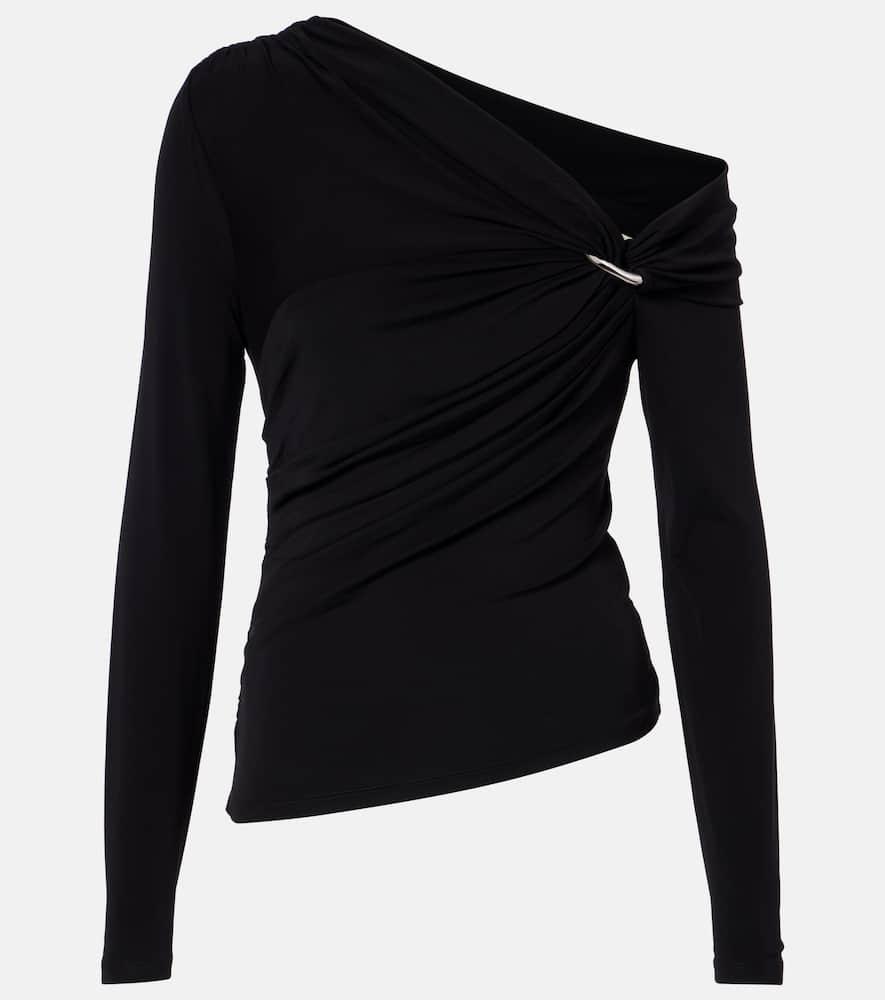 veronica beard lozea asymmetric ruched jersey top