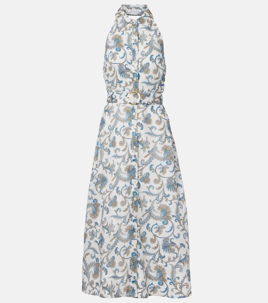 veronica beard mackey paisley ramie midi dress