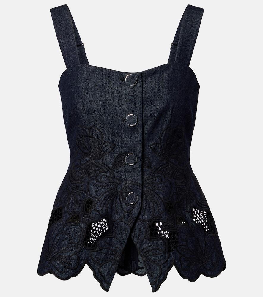 veronica beard mirielle cotton chambray top