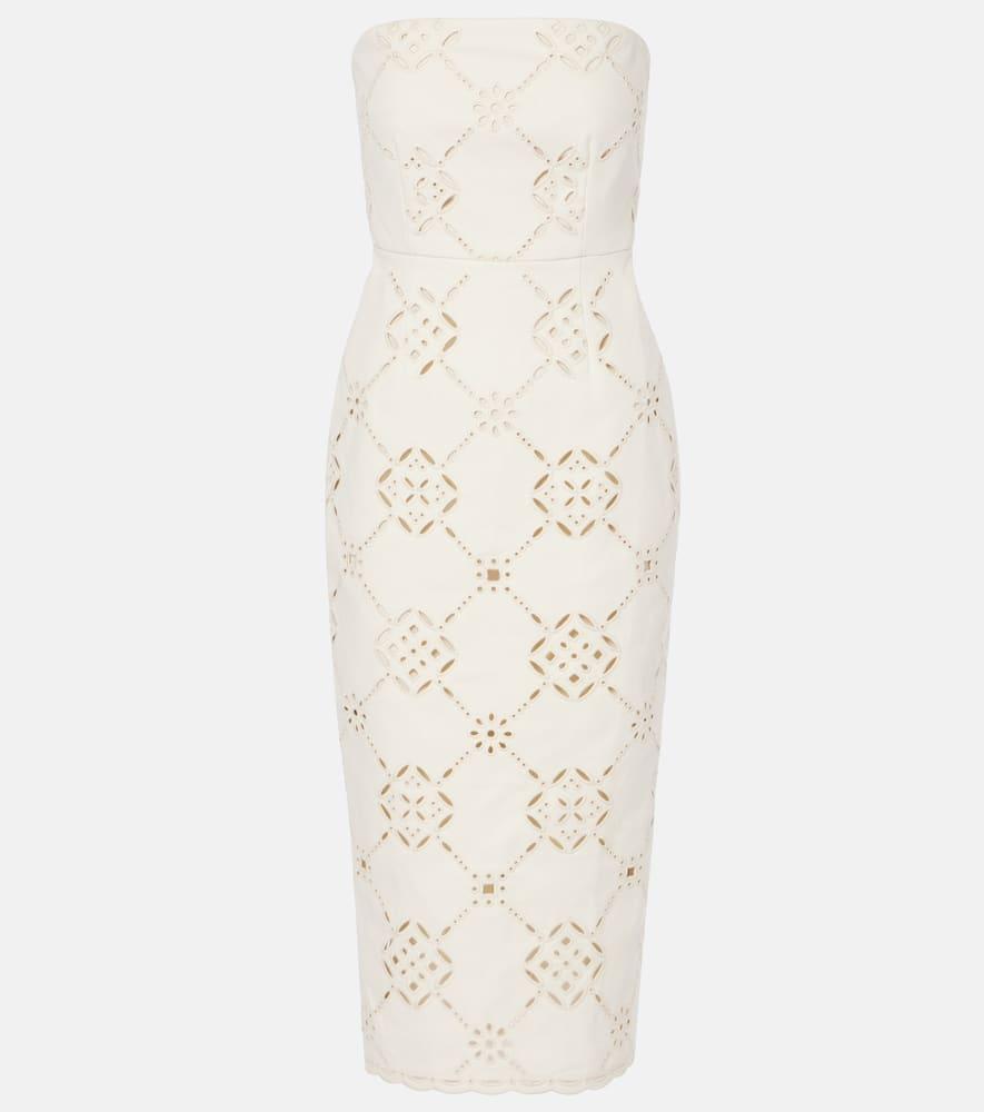 veronica beard nettia embroidered cotton midi dress