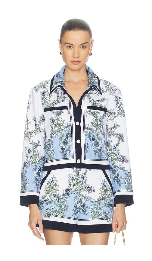 veronica beard novelle cardigan in blue.