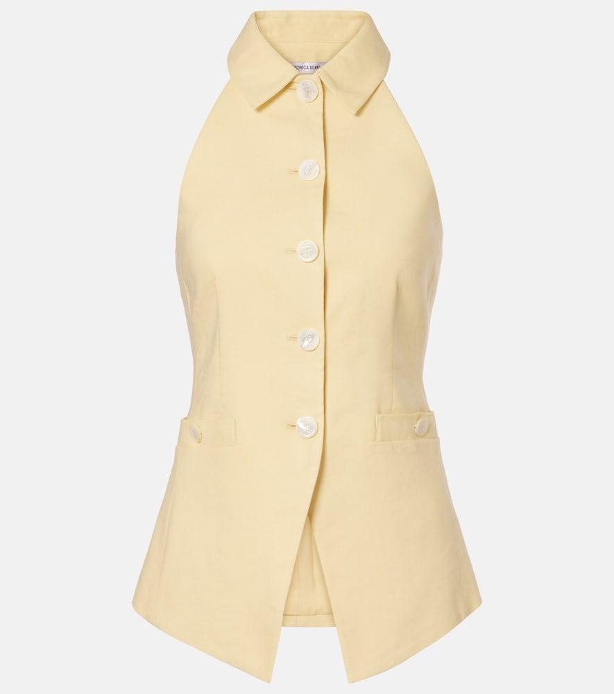 veronica beard orlinda halterneck linen