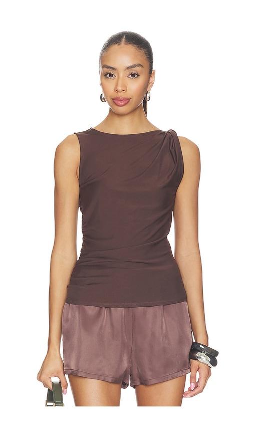 veronica beard otessa top in chocolate.