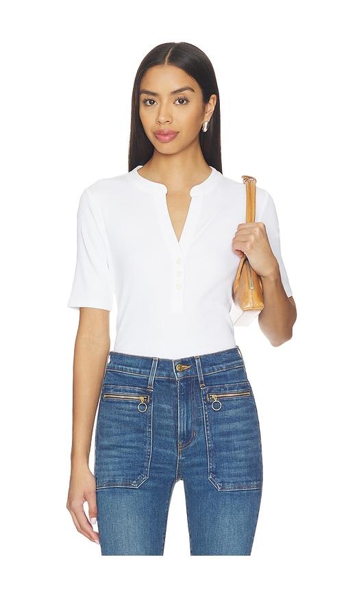 veronica beard reubian top in white.