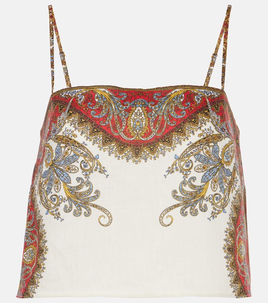 veronica beard rhea printed linen shirt