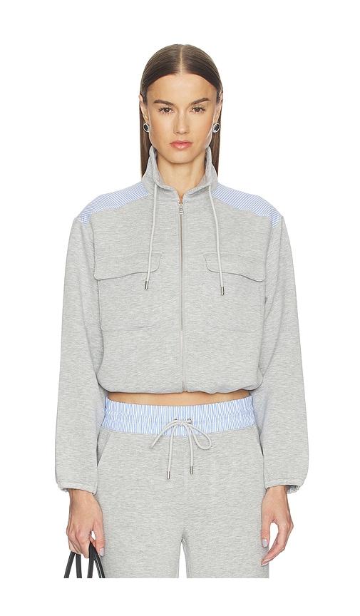 veronica beard stellant jacket in light grey.