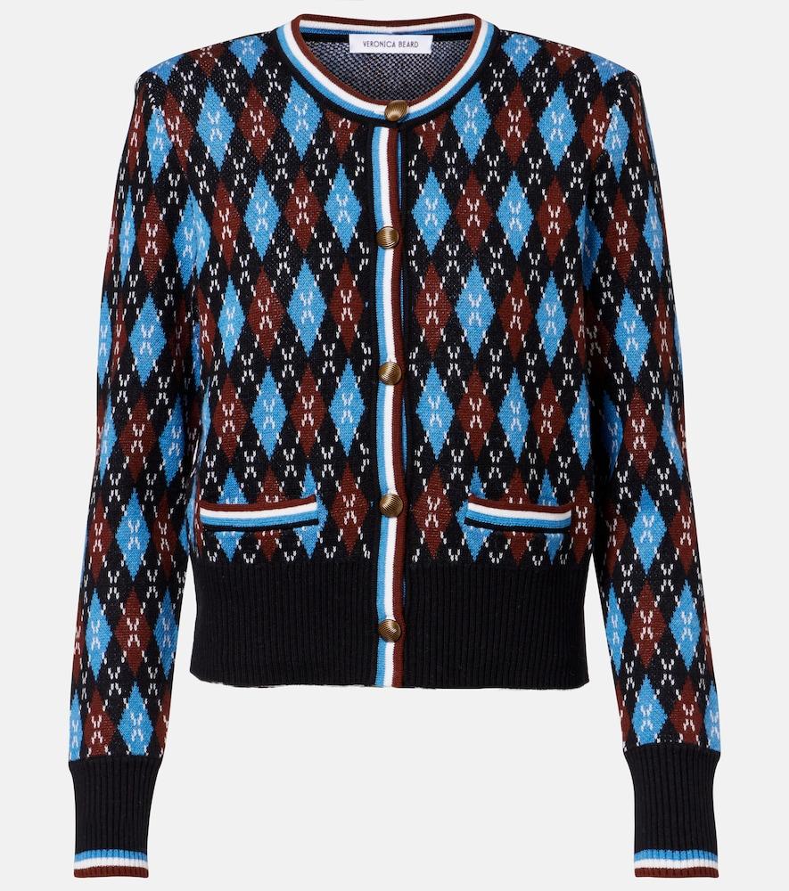 veronica beard sylvane argyle wool and cotton cardigan