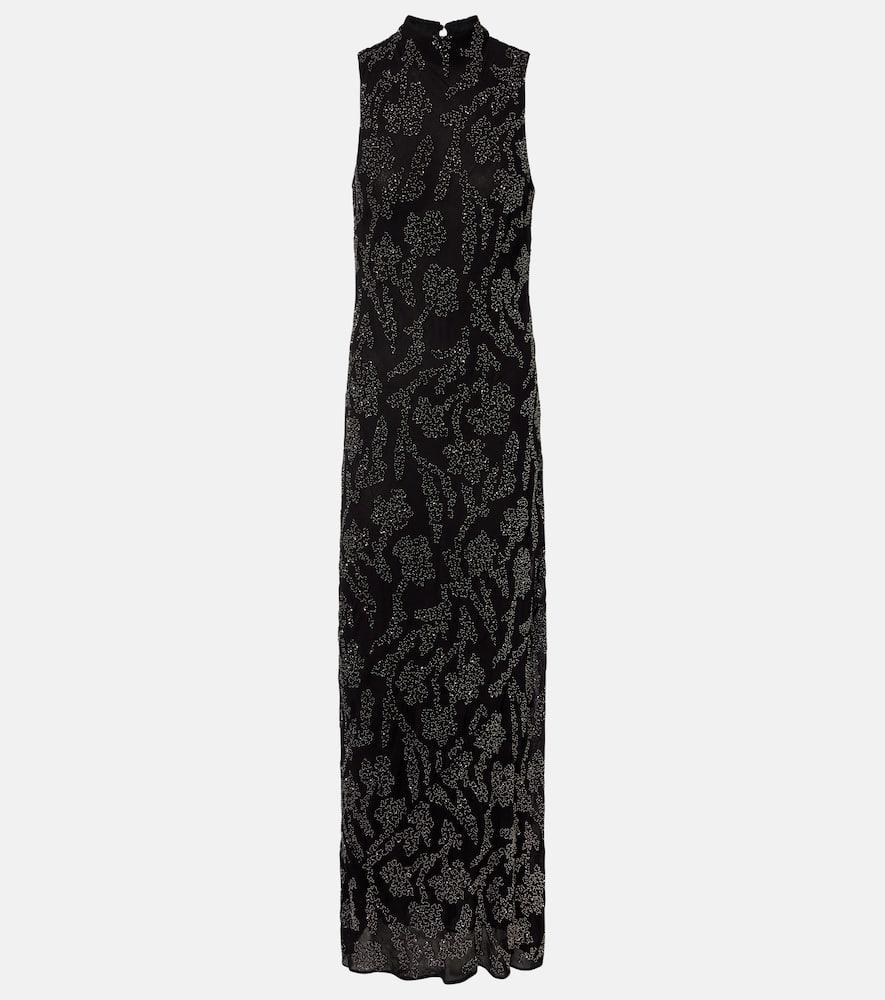 veronica beard sylven beaded georgette maxi dress