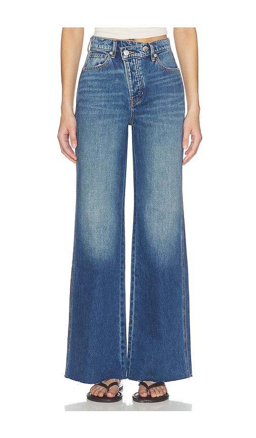 veronica beard taylor wide leg jeans in blue.