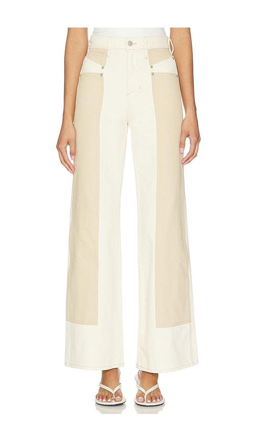 veronica beard taylor wide leg jeans in cream,beige.