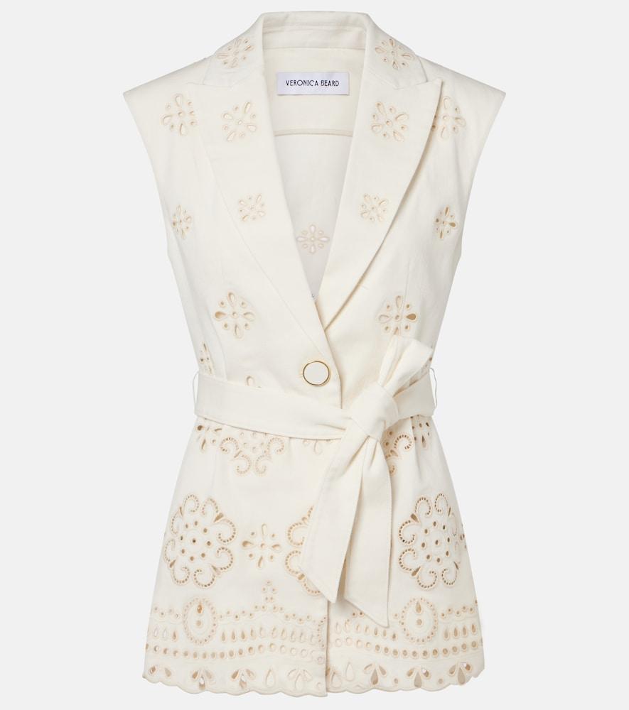 veronica beard townes eyelet cotton twill vest