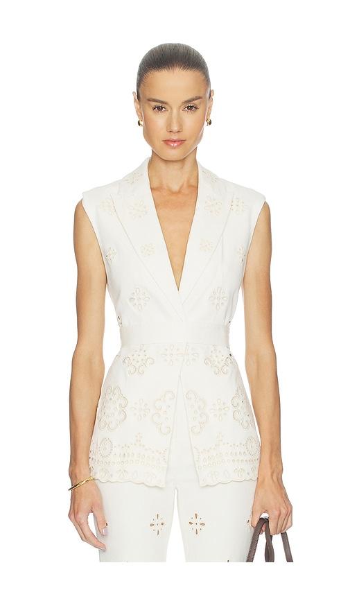 veronica beard townes vest in white.