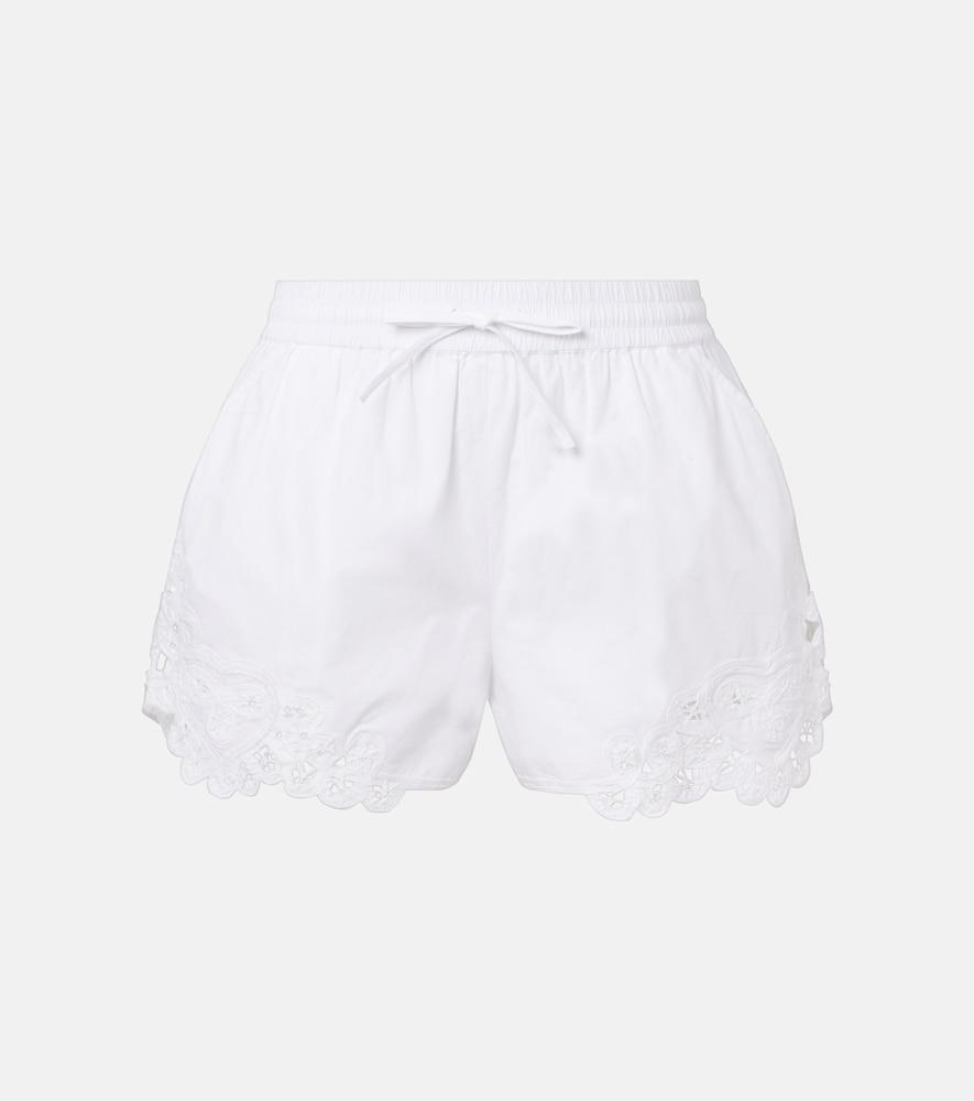 veronica beard vivaldi embroidered cotton shorts