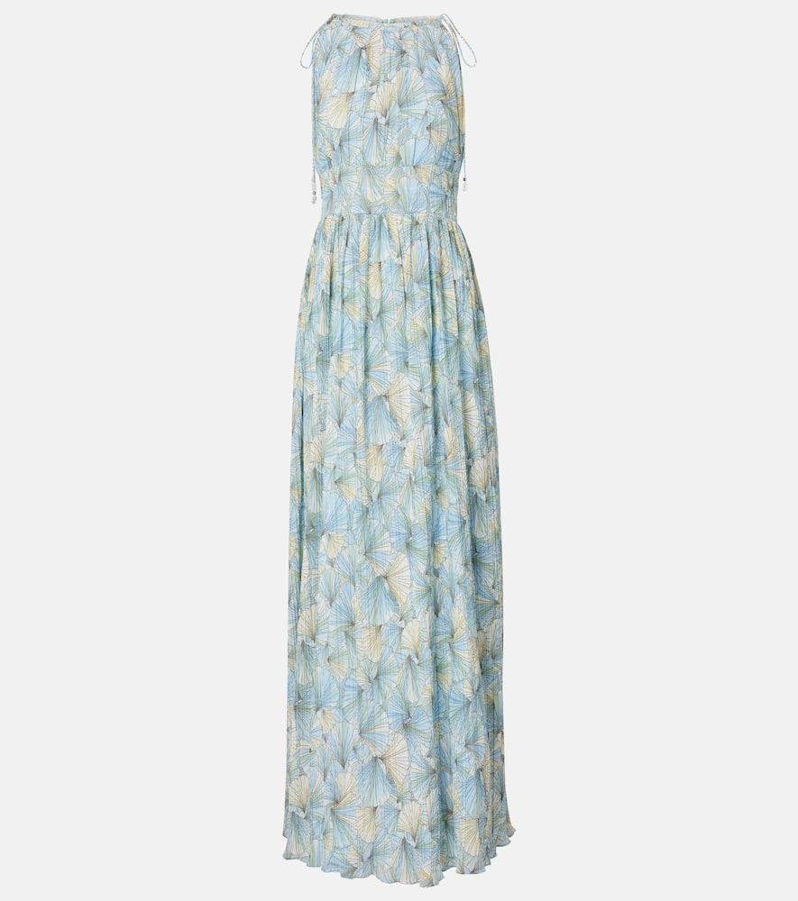 veronica beard yardley floral pleated chiffon gown