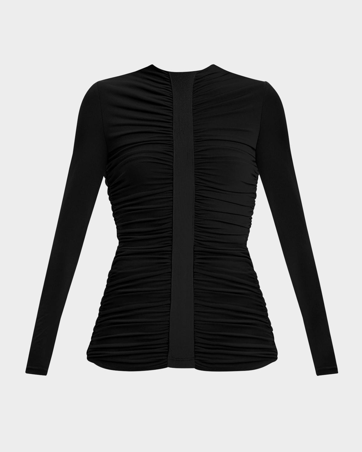veronica ruched long-sleeve top